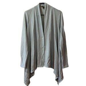Talbots Slate Blue Asymmetric Button-Front Cardigan Sweater Layering LG